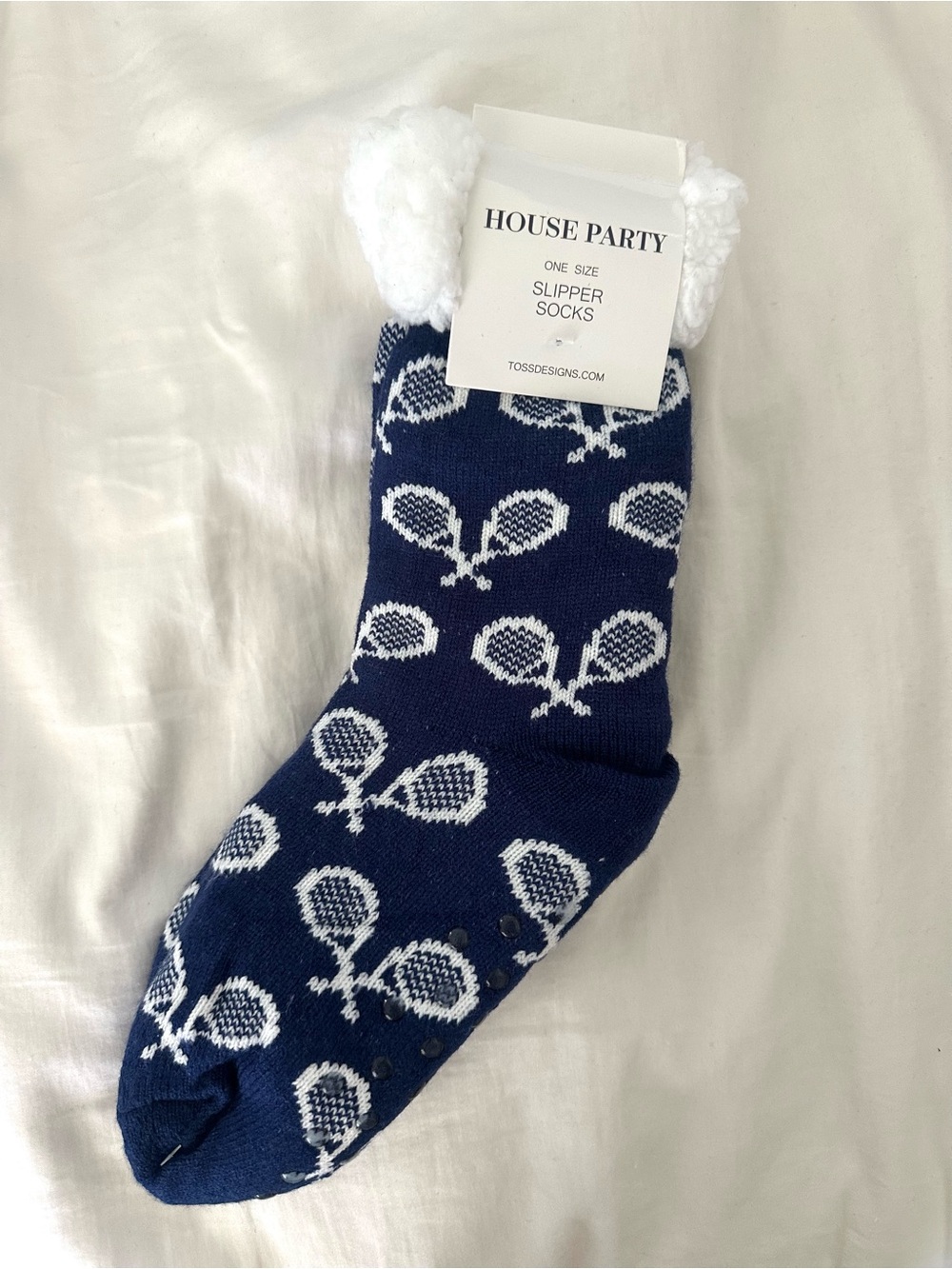 House Party Navy Tennis Slipper Socks